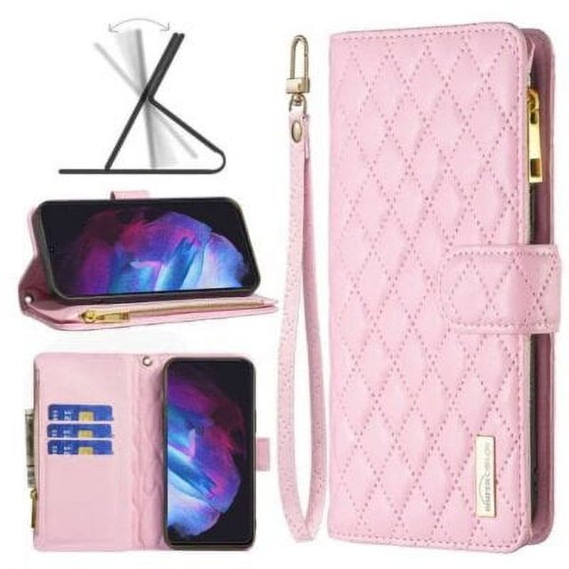 Samsung Leather Case Card Holder for Samsung Galaxy S23 plus wallet Case Cover - Pink
