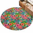 thumbnail image 2 of Small Round Rug 3Ft, Colorful Floral Non-Slip Washable Circle Rugs Carpet, Summer Botanical Flowers Watercolor Indoor Outdoor Rug Floor Mats Throw Runner for Bedroom Living Room Bathroom, 2 of 8