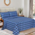 thumbnail image 2 of SHILIU-Ruvanti Flannel Sheets Queen Size - 100% Cotton Double Brushed Bed Sheets, Deep Pockets 16 Inches Queen Sheet Set, All Seasons Breathable & Extra Soft - Warm & Cozy, 4 Piece, Blue Plaid, 2 of 4