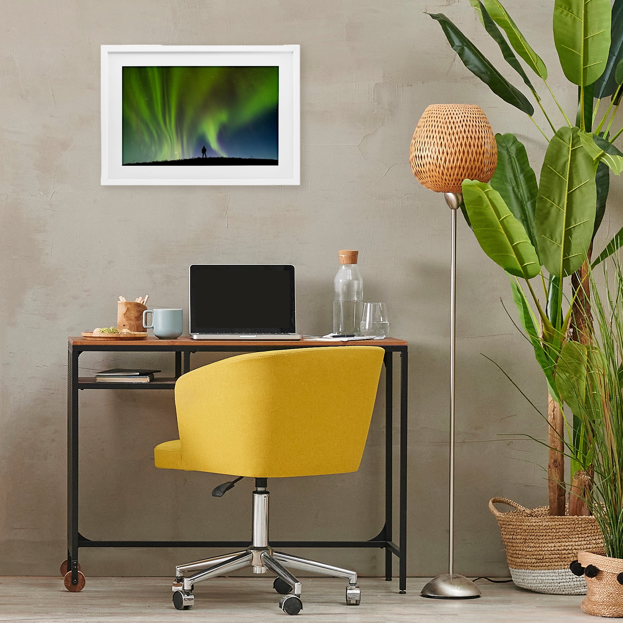 Stupell Industries Envelop Northern Lights Silhouette White Framed Print Under Glass, design by Shelley Carlisle