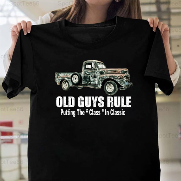Old Guy Rules Classic Car Funny Retro Vintage Birthday Humor Graphic G167 Unisex T-Shirt, Up to Size 5XL