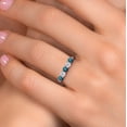 thumbnail image 4 of Gem Stone King 925 Sterling Silver Blue Diamond and White Topaz Wedding-Bands Ring for Women | 0.88 Cttw | Round 3.5MM | Gemstone April Birthstone | Size 7, 4 of 6