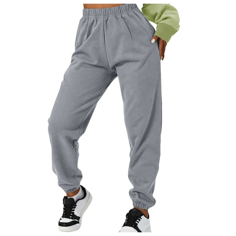Aayomet Sweat Pants For Womens Womens Joggers with Pockets - High Waist  Yoga Pants Workout Tapered Sweatpants Women's Lounge Pants,Gray XL