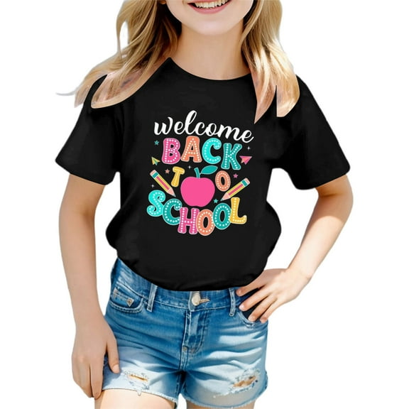 LEKDFST Happy First Day of School Shirts for Boys Girls Pre Kindergarten 1st 2nd 3rd Grade Back to School T-Shirt Unisex Kids Tee Top Black 3-4 Years