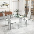 thumbnail image 4 of Gymax 5 PCS 51'' Rectangle Dining Set 0.3'' Thick Glass Table w/ 4 Padded Dining Chairs, 4 of 7