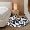 thumbnail image 3 of Navy Blue Black Geometric Round Rug 8ft Washable Circle Rugs Non Slip Abstract Art Modern Line Large Area Rug Indoor Floor Carpet for Bedroom Kitchen Living Room Home Office Dining Room Nursery, 3 of 8