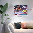 thumbnail image 2 of Daiia Space Colorful Donut Print Canvas Decorative Picture – 30x40in Artistic Wall Art, Ready-to-Hang Canvas Print for Living Room（Horizontal）, 2 of 6