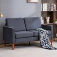 thumbnail image 2 of 53" Upholstered Loveseat Sofa,Linen Fabric Small Couch for Living Room, 2 Seater Sofa Couche with Side Pockets & Solid Wood Legs, for Small Spaces, Bedroom, Apartment, 2 of 7