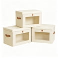 thumbnail image 3 of 3 Pack Beige Closet Storage Bins with Lids Front Opening Storage Bin Collapsible Fabric Organizer with Clear Window Dual Handles Closet Clothes Blanket Book Storage Box for Home DIMJ, 3 of 8