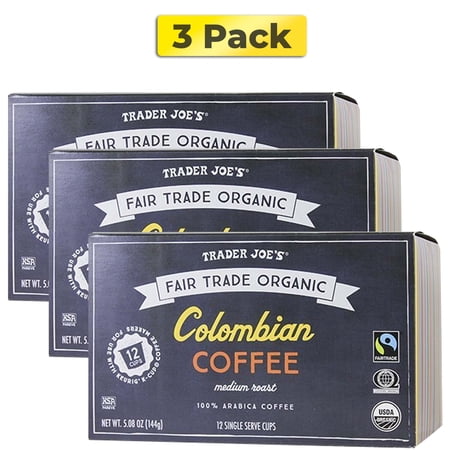 Pack of 3 Trader Joe's Colombian Coffee Cups Fair Trade Organic | 5.08 oz