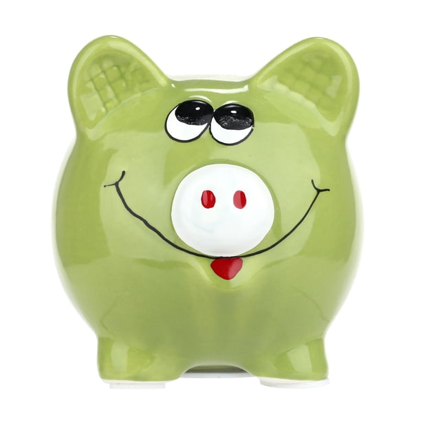Hucha de cerdito sonriente Tomfeel, caja de dinero de cerámica, cerdo de dibujos animados, muebles p Tomfeel Verde