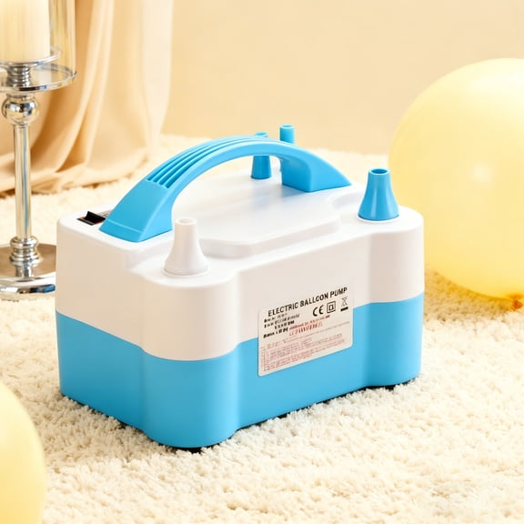 Electric Balloon Pump Blower Inflator, Portable Dual-Nozzle, Red, 1-Pack