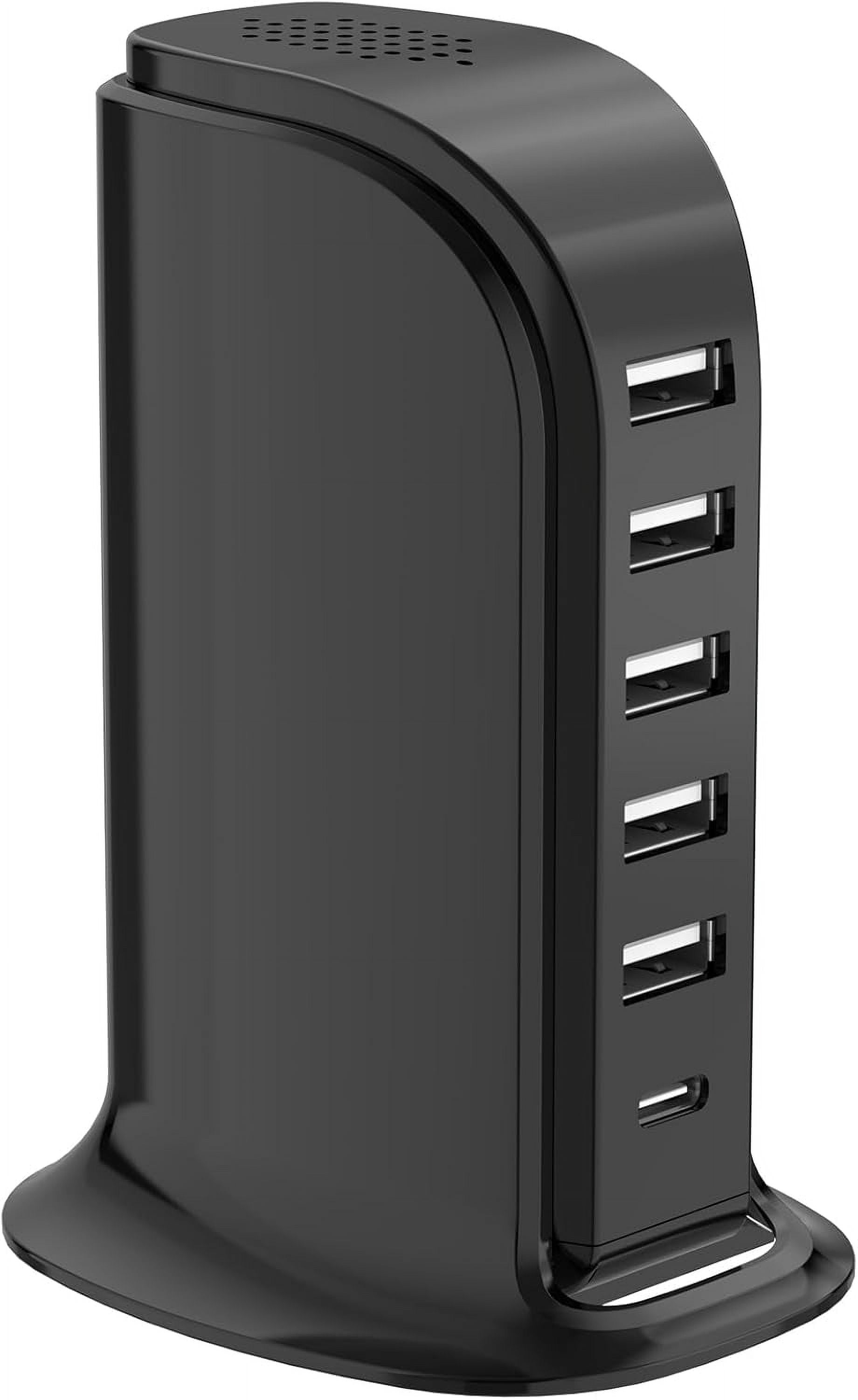RGHJAR-USB Charger Block with Type C, 6-Port Chargers for Multiple Devices, USB Charging Hub with Smart IC, Charger Station for Phone/Tablet/Gaming, Wall Charger Adapter Compact&Portable