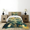 thumbnail image 4 of Ambesonne Lake Quilted Bedspread Set 2 Pcs, Misty Lake Scenery Dark Woods, Twin Size, Emerald Pale Green Amber, 4 of 5