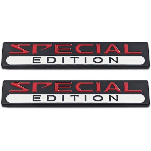 2Pcs Chrome Metal Car Special Edition Logo Rear Trunk Sport Emblem Racing SUV Coupe Sticker 3D Decal (Black&Red&White)