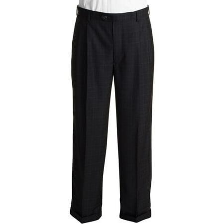 George - Big Men's Wrinkle-Resistant Cuffed Plaid Dress Pants
