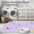thumbnail image 5 of ODIKA 3'x5' Machine Washable Non-Slip Area Rug, Whimsical Daisy Chain Design with Scattered Bloom Accents High Traffic Rug with Pad, Purple, 451052, 5 of 8