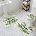 thumbnail image 3 of Summer Welcome Bathroom Rugs Set Green Eucalyptus Leaves Botanical Farm Linen Non Slip Absorbent Soft Bath Mats 3 Piece Set with Bathroom Rug, U-Shaped Floor Mat, Toilet Seat Cover Large Size, 3 of 9