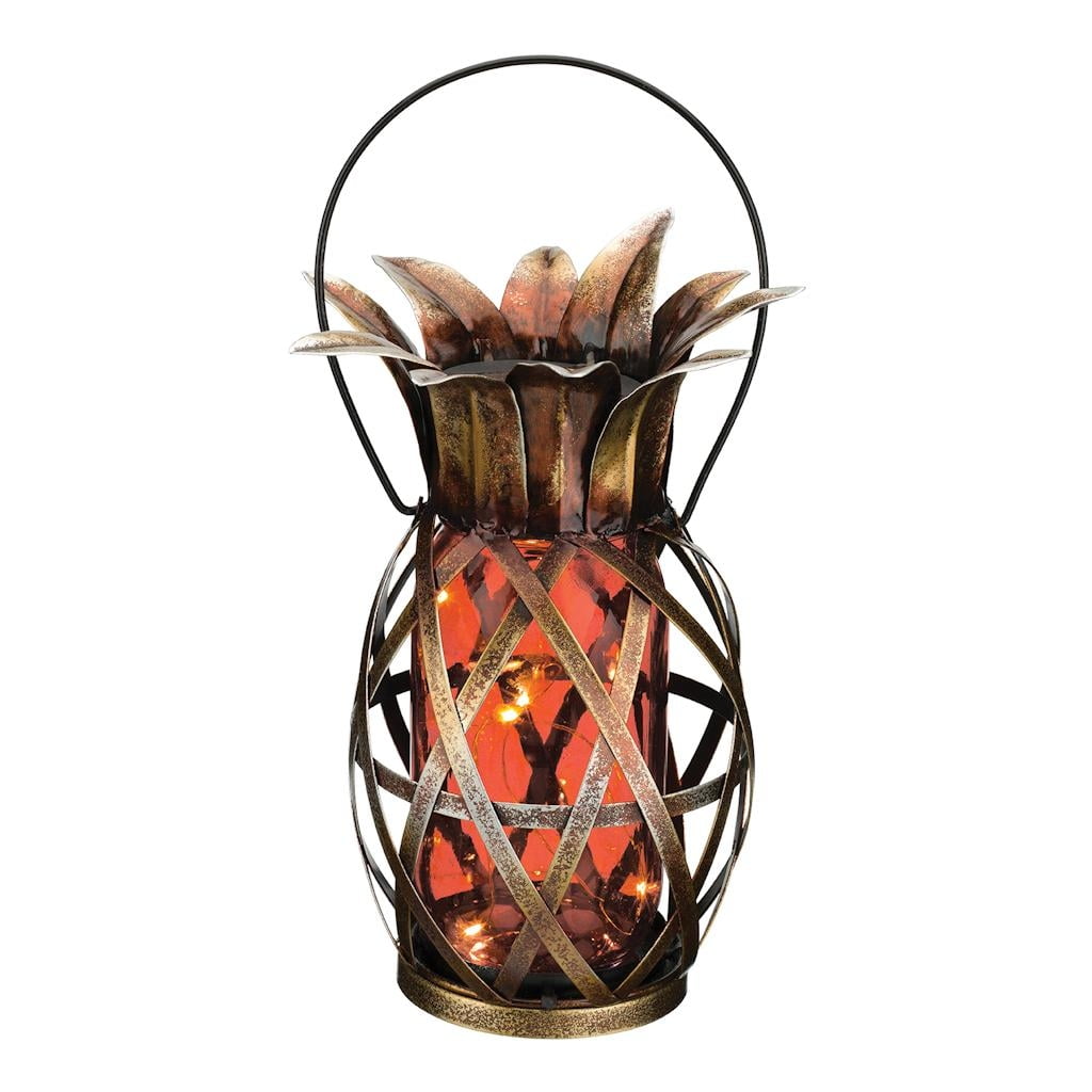 Regal Art and Gift 11867 12.5" Orange Pineapple Solar LED Lantern