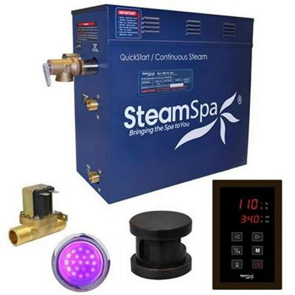 SteamSpa INT750OB-A 7.5 kW Indulgence QuickStart Acu-Steam Bath Generator Pack with Built-in Auto Drain, Oil Rubbed Bronze