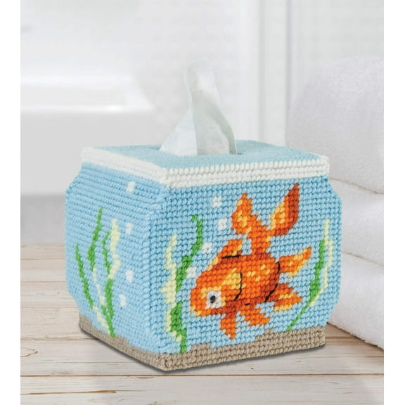 Mary Maxim Plastic Canvas Tissue Box Kit 5"-Fish Bowl (7 Count)