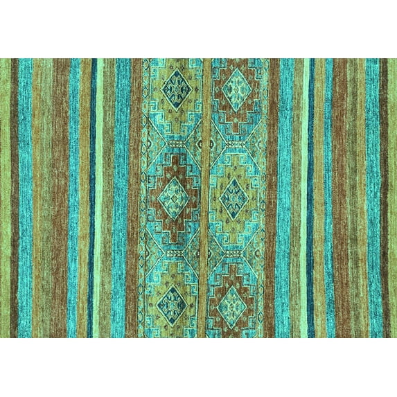 Ahgly Company Indoor Rectangle Abstract Turquoise Blue Modern Area Rugs, 4' x 6'