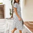 thumbnail image 6 of FRSASU Summer Polka Dot Dress for Women V Neck Short Sleeve Midi Shirt Dress Button Down Drawstring Waist Dresses Clear, 6 of 6
