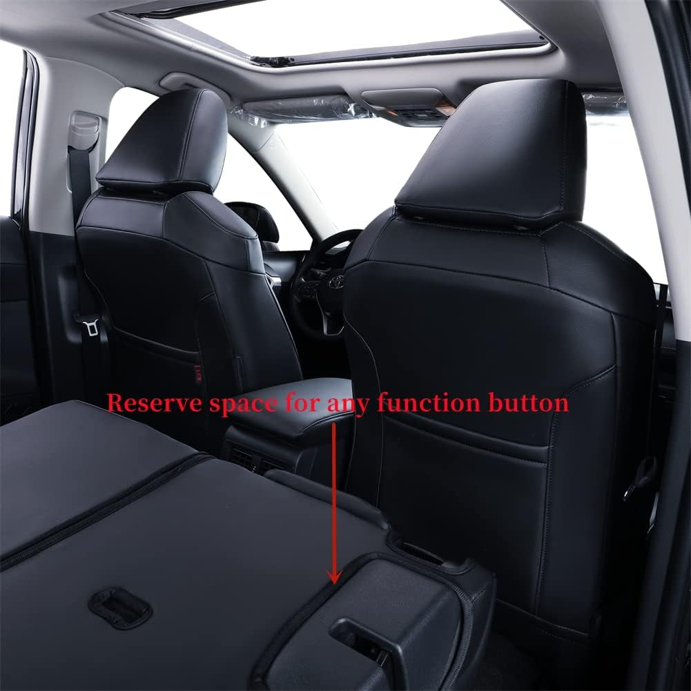 Coverdream Custom Fit Corolla Seat Covers for Toyota L,LE,LE Eco Plus,LE Plus 2014-2019 Breathable Auto Seat Covers(Black with Red Line,Full Set)