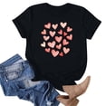 thumbnail image 3 of Camiseta de Manga Corta de Cuello Redondo con Patrones de Corazón de Moda de las Mujeres para Diario, Fiesta, Primavera Y Verano, 3 of 5