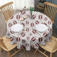 thumbnail image 3 of Brown Footballs with Stars Pattern Round Tablecloth 60"x60",Wrinkle Wipeable Table Cloth for Kitchen Dining Room Picnic Patio Party, 3 of 6