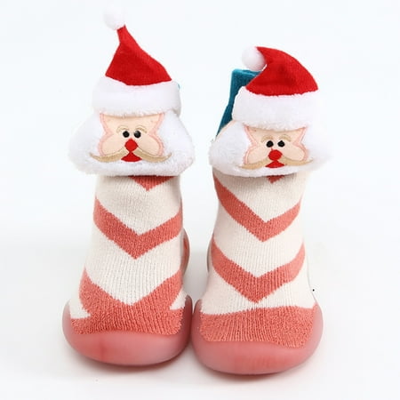 

Kids Toddler Baby Boys Girls Cartoon Warm Knit Soft Sole Rubber Shoes Socks Slipper Stocking