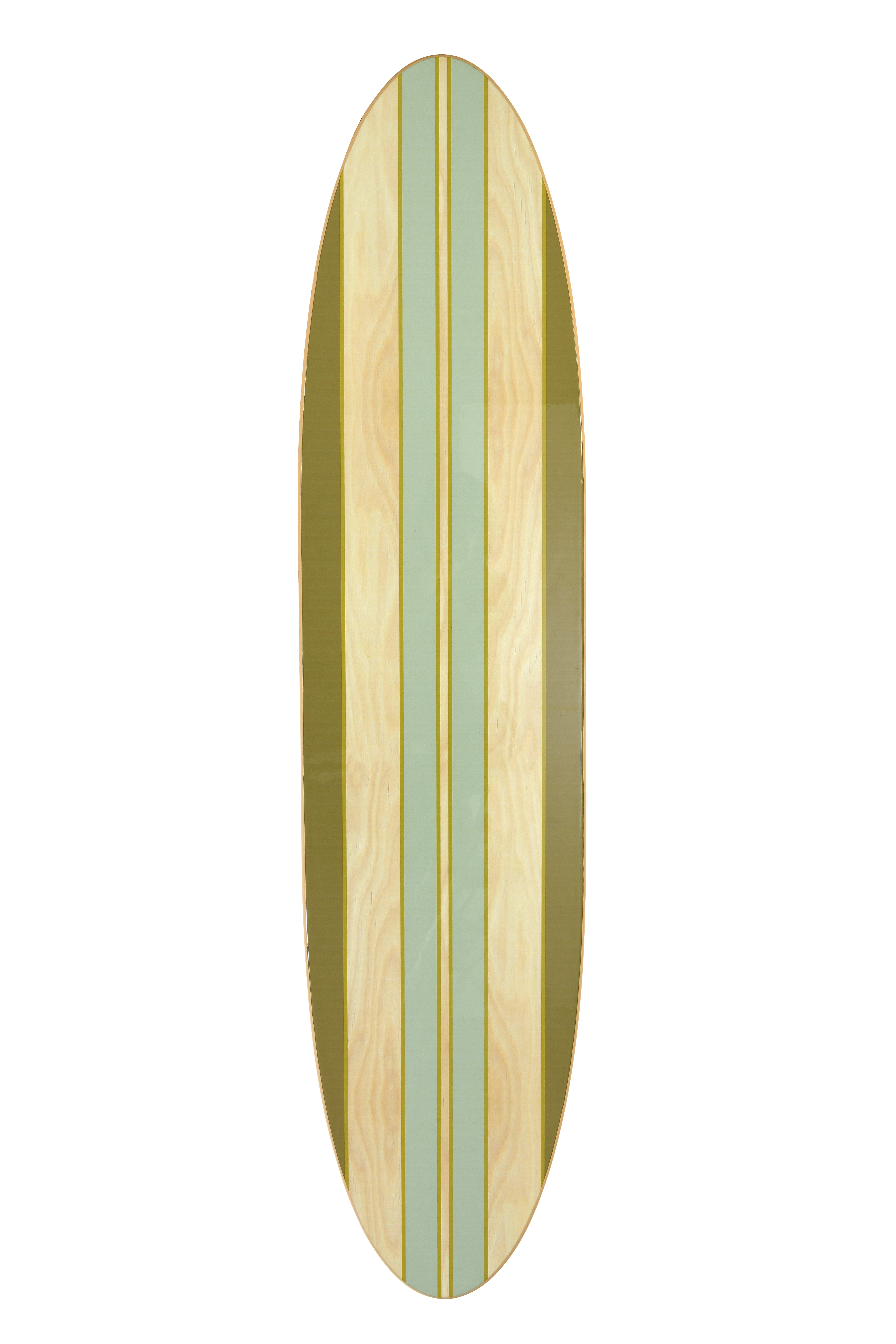 Green Decorative Surfboard Hangs Vertical or Horizontal Creative Co-Op Lacquered Wood Wall Décor with Stripes 