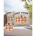 thumbnail image 6 of Pack of 2 Outdoor Pillow Covers, Pumpkin Farmhouse Orange Buffalo Plaid Waterproof Square Throw Pillowcase Cushion Decorative Pillow Covers for Couch Patio Tent, 24x24 in, 6 of 6