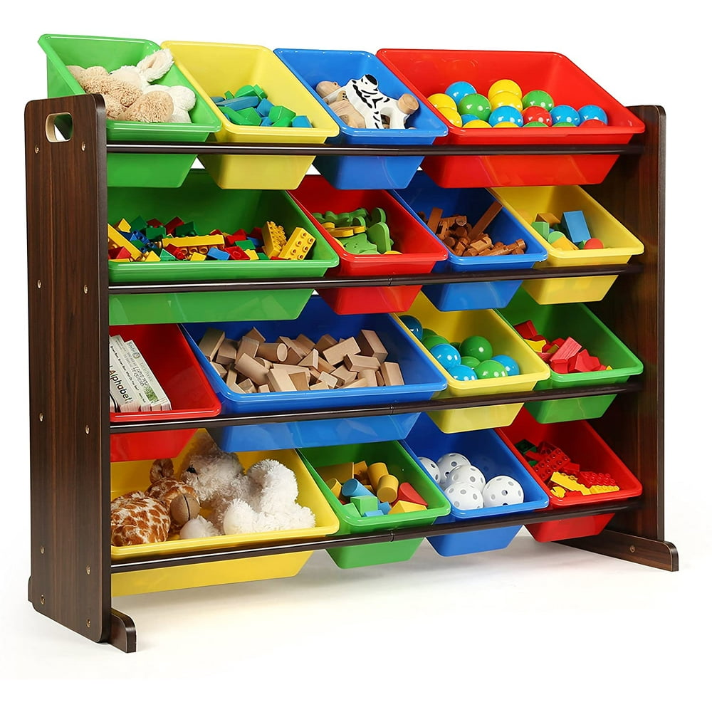 Humble Crew Supersized Wood Toy Storage Organizer, Toddler, Espresso/Primary - Walmart.com