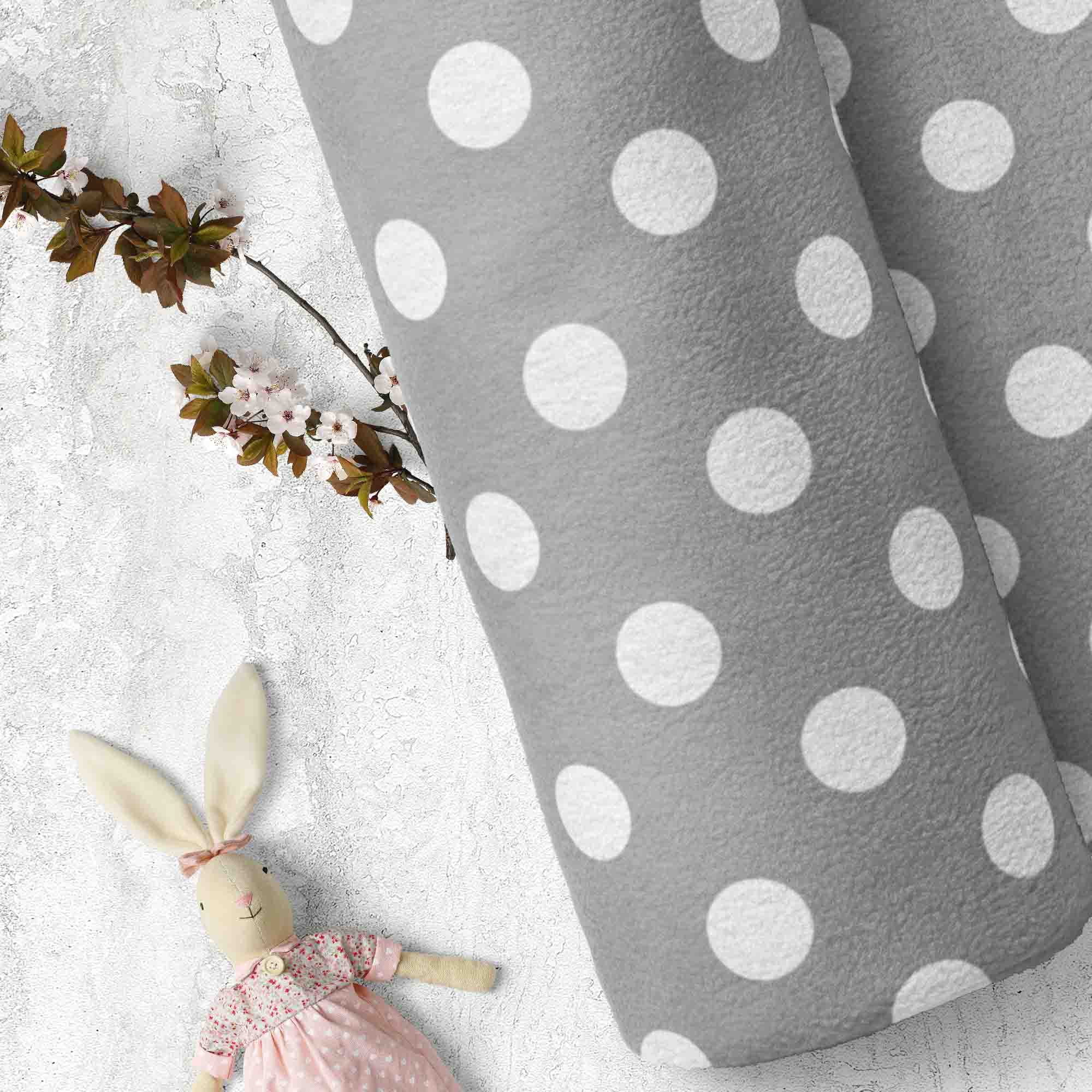 Mainstays 58" 100% Polyester Lux Anti-pill Fleece Polka Dots Sewing & Craft Fabric by the Yard, Gray/White