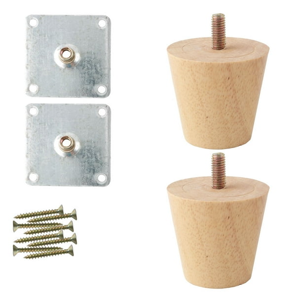 2" Wood Furniture Leg M8 x 0.71 Inch Bolt Chair Table Desk Round Feet