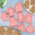 thumbnail image 2 of Cortador de galletas de Navidad de Papá Noel, molde de prensa de galletas, sello de plástico, confitería, herramientas de pastelería para hornear de cocina, 8 piezas, 2 of 5