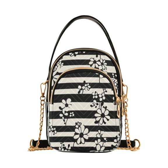 DIXRUYEE Cross Body Fashion Shoulder Waist Purse Bags Elegant Floral Stripes Pocket Handbags