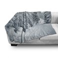 thumbnail image 3 of Winter Soft Flannel Fleece Throw Blanket, Ski Themed Snowy Road Cold Parts of the World Footprints Colorado United States, Cozy Plush for Indoor and Outdoor Use, 50" x 60", Black White, by Ambesonne, 3 of 6