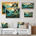 thumbnail image 4 of Designart "Teal And Turquoise Landscapes In Symmetry" City Geometric Wall Art Print, 4 of 5