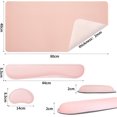 thumbnail image 3 of GHSDFBB Leather Desk Pad and Keyboard Wrist Rest, Large Mouse Pad + Keyboard Pad+Mouse Wrist Support, Non-Slip Desk Mat Protector for Office, Home (35.4×15.7 Inches,Pink), 3 of 7