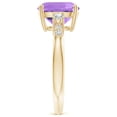 thumbnail image 3 of ANGARA Natural Cushion 3.1 ct Amethyst Solitaire Ring with Diamond Accents in 14K Yellow Gold for Women (Size-9mm) | February Birthstone, Anniversary, Jewelry Gift for Women | Natural Amethyst Ring, 3 of 8