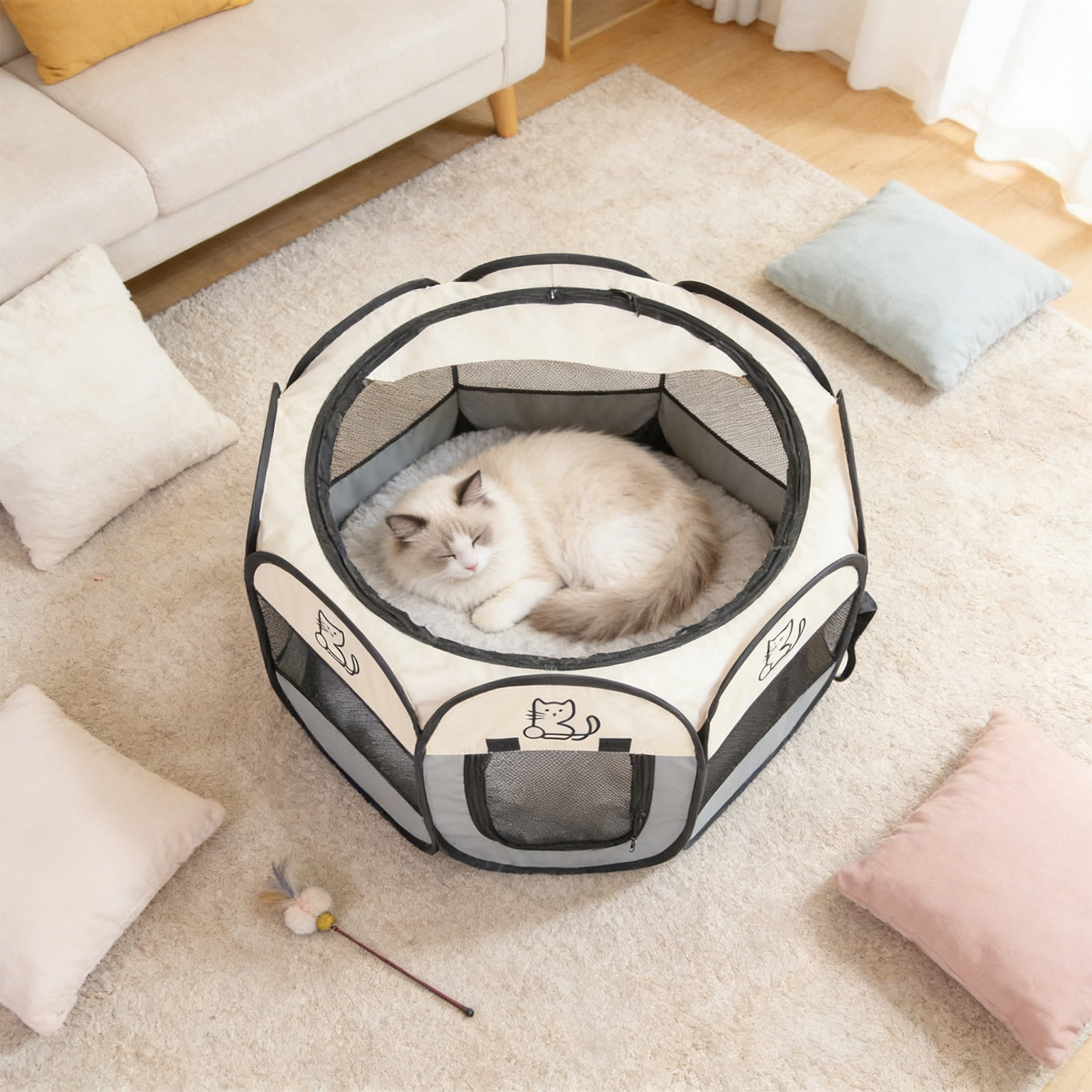 Dog Cat Playpen, Enclosed Foldable Pet Tent, Portable Puppy Pet Crate Indoor for Small Dogs Cats Rabbits, Foldable Dog Cage Enclosure for Outdoor, Dogs Tent Kennel with Carrying Case