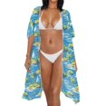 thumbnail image 3 of HELLHERO Palm Tree Bathing Suit Cover Up Polyester Cardigan Free Size Long Kimono Swimsuit Cover Up for Women, 3 of 6