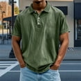 thumbnail image 3 of LODIENY Men's Polo Shirts Collared Short Sleeve Distressed Washed Button T-Shirt Athletic Golf Shirts Casual Vintage Basic Workout Tee Tops Army Green L, 3 of 7