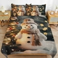 thumbnail image 6 of Christmas Snowman Snow House Duvet Cover Set King Size for Bedroom Decoration Print Bedding Set Comforter Cover Decorative Microfiber with 2 Pillow Sham Multicolor, 6 of 6