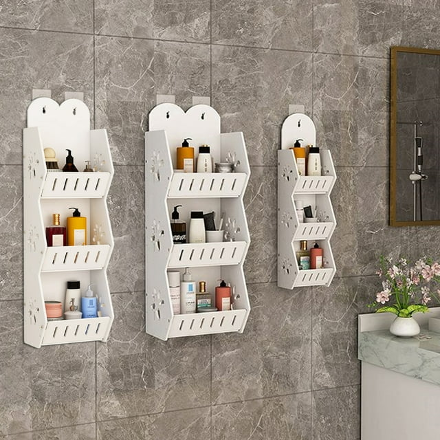 Three Layer Wall Mounted Bathroom Storage Rack Is Suitable For Living Room Bedroom Bathroom Shower Room Storage To Save Bathroom/laundry Room Space