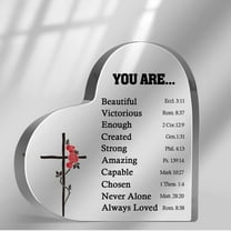 Religious Inspirational Gifts for Women, Bible Verse and Encouragement Spiritual Gifts for Sister Mom Friend, Christian Home Desk Decor Acrylic Hearts Plaques