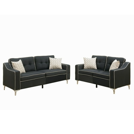 Bobkona Masacci Linen Like Polyfabric 2 Piece Sofa And Loveseat Set Bobkona Masacci Linen Like Polyfabric 2 Piece Sofa And Loveseat Set In Black