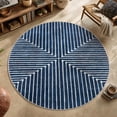 thumbnail image 4 of GLN Rugs Assos - Contemporary, Machine Washable Area Rug 5'3" Round, Blue Carpet, Bedroom - Any Space, 4 of 8